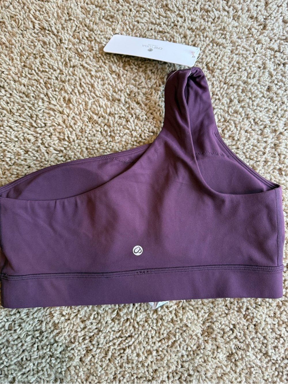 CRZ YOGA One-Shoulder Sports Bra in Plum - Picture 3 of 4
